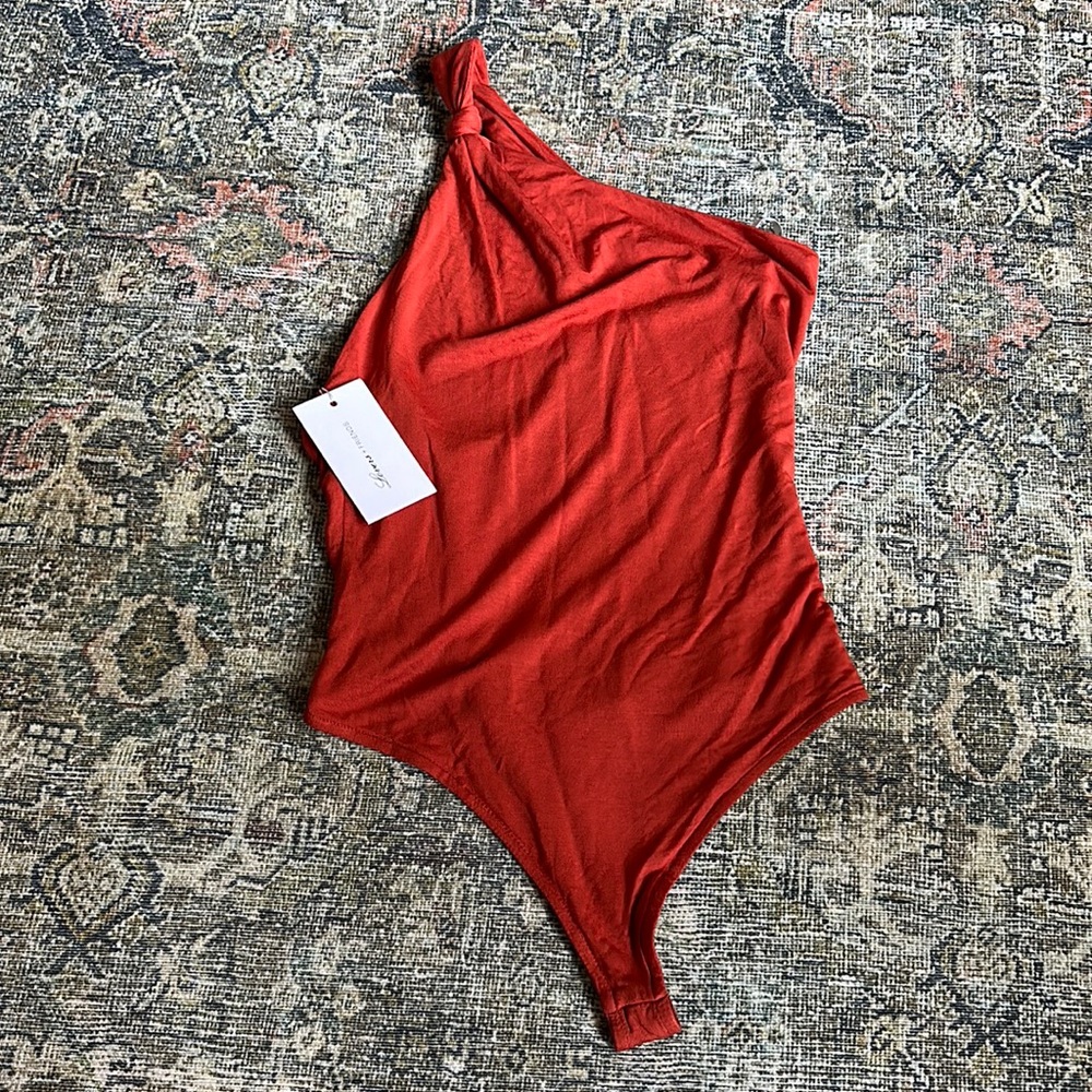Lovers + Friends Red One-Shoulder Bodysuit